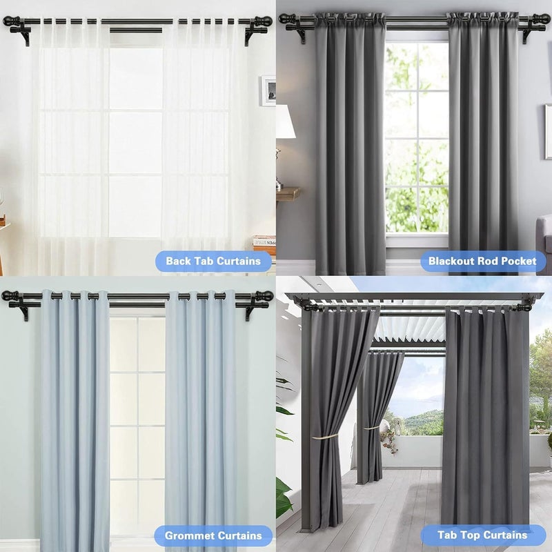 SOMUNS Double Curtain Rod 72 to 144 Inch, Blackout Curtain Rods for Windows with Heavy Duty Snap-On Bracket, 1 inch Stainless Steel Dual Rods for Drapes and Curtains, Adjustable Sections, Decorative Finals - Image 5